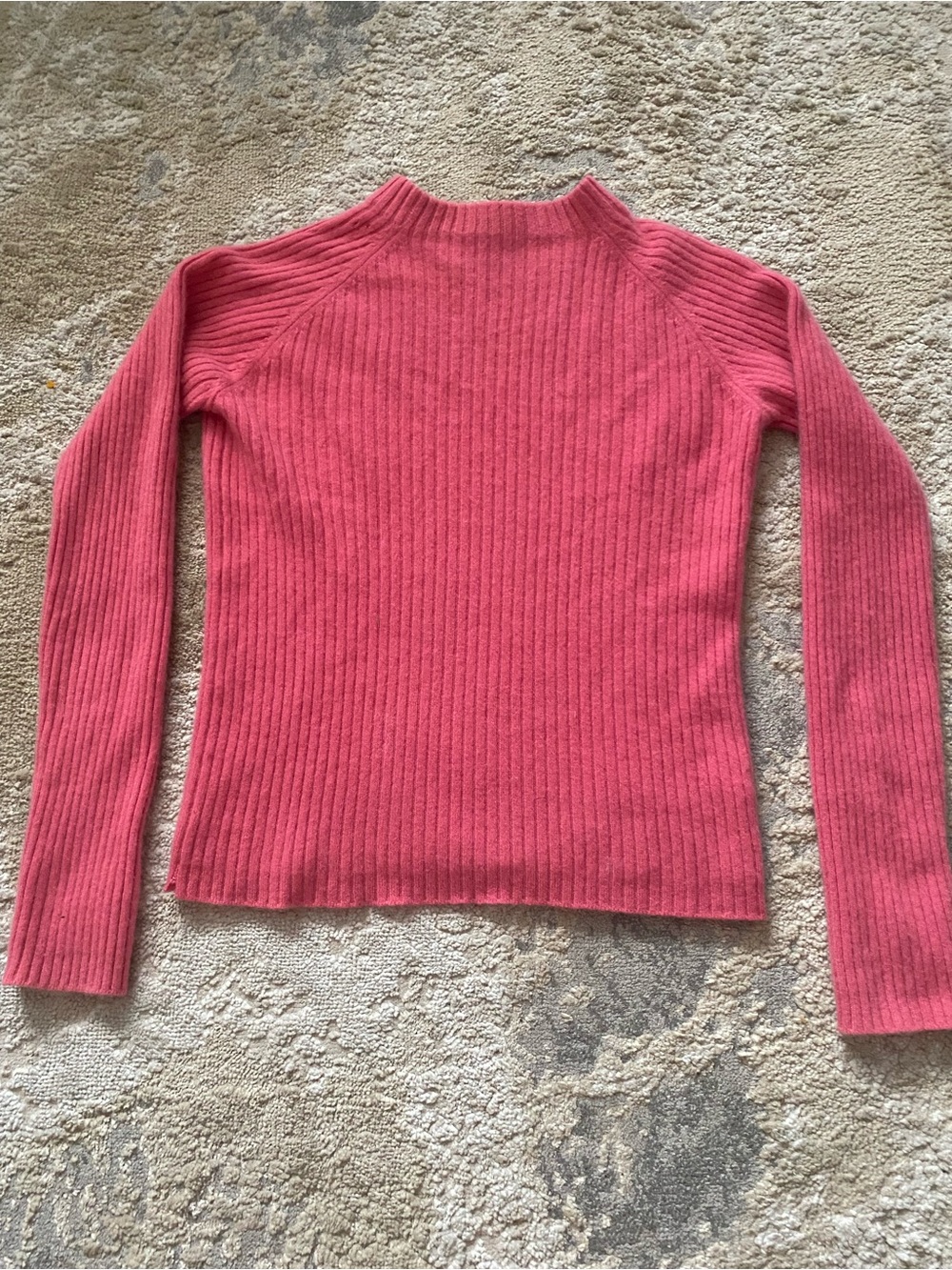 J.Crew 100% 2 ply cashmere pink ribbed sweater yarn spun in Italy XS